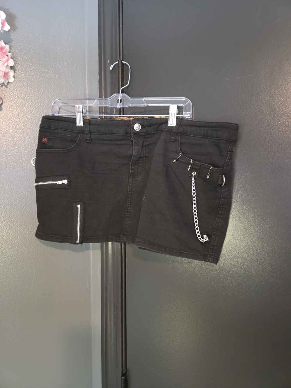 Black Women's Mini Shorts with Chain Accent